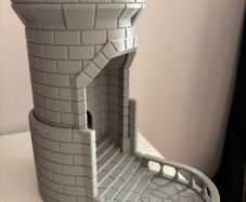 Articulated RPG Dice Tower Castle Design with Mechanical Pop-up Tray