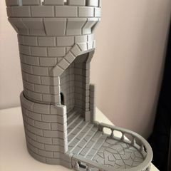 Articulated RPG Dice Tower Castle Design with Mechanical Pop-up Tray