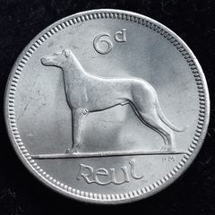 Ireland - 1968 - Irish 6d - 6 Pence - Wolfhound - KM.13a - High Grade - [2695]