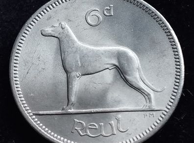 Ireland - 1968 - Irish 6d - 6 Pence - Wolfhound - KM.13a - High Grade - [2695]
