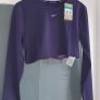 NIKE Pro Purple Cropped Long Sleeve Top with Elasticated back detail - Sz XL (Fit 16-18UK) - Bnwt Rrp 45 Image 2