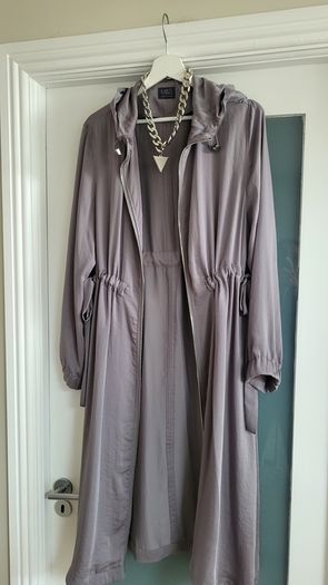 M&S Collection Silver Grey longline lightweight coat Sz 12 Oversized (Fit 12-16Uk) - Rrp 99 (New)