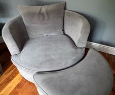 Grey Swivel Base Arm Chair & Foot Stool