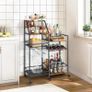 Bar Cart with Wine Rack and Glass Holder, Large Drinks Trolley with Storage for Liquor, Whiskey, Mini Bar  Freestanding Bar Stand for Kitchen, Dining Room or Home Decor Image 5