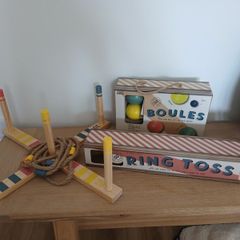 Ring toss and boules games.