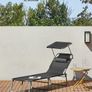 Sun Lounger, Deck Chair Folding, Sunbed, 193 x 53 x 29 cm, Max. Load 150 kg, with Sunshade Headrest Adjustable Backrest, Reclining Sun Chair for Terrace Pool Garden, Dark Grey (FREE POSTAGE) Image 2