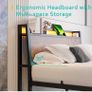 King Size Bed Frame with Charging Station and LED Lights Image 3