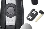 3 Buttons Key Fob Case for BMW 1 3 5 6 Series Z4 X1 X5 X6-Compatible with E60 E70 E87 E91,with Battery Holder