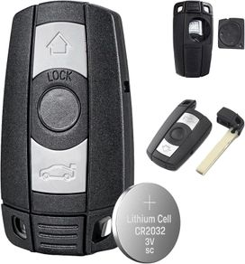 3 Buttons Key Fob Case for BMW 1 3 5 6 Series Z4 X1 X5 X6-Compatible with E60 E70 E87 E91,with Battery Holder