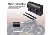 Motorcycle Leather Saddle Bag, Removable Waterproof Black Universal Motorcycle Side Pockets with 2 Mounted Straps