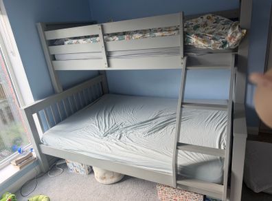 4ft 6 and 3ft grey bunk bed