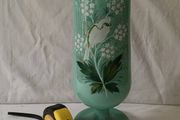 Art Deco Green Opaline Glass Vase..12.5 Inches