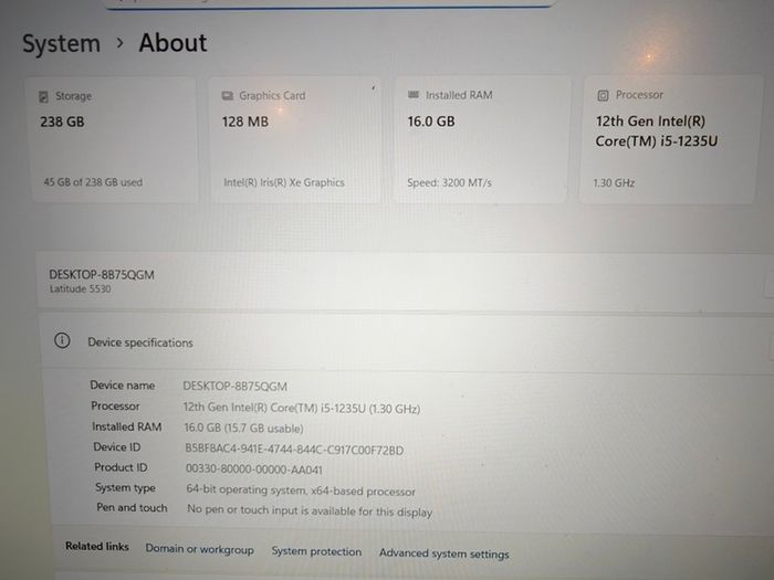 Dell Latitude 5530 | i5 (12th gen) | 16GB | 15.6" FHD | 256GB | Win11