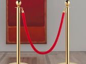 Gold Barrier Post with Cord, Barrier, Velvet Ropes and Posts, 5 ft/1.5 m Red Rope, Stainless Steel Gold Stanchion with Ball Top, Red Crowd Control Barrier Used for Theaters, Party, Wedding, Exhibition,