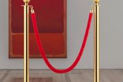 Gold Barrier Post with Cord, Barrier, Velvet Ropes and Posts, 5 ft/1.5 m Red Rope, Stainless Steel Gold Stanchion with Ball Top, Red Crowd Control Barrier Used for Theaters, Party, Wedding, Exhibition,