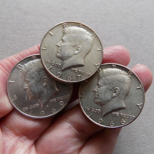 USA,JFK Silver Half Dollars.(3) 1966,1967,1969.