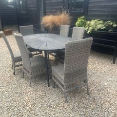 Garden furniture. Table 6 chairs . 2 seater , chair and storage box  .