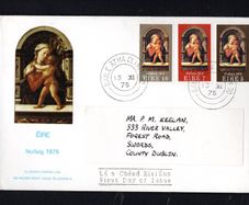 1975 Ireland Christmas Commemorative Stamp Illustrated The Irish Times Addressed First Day Cover (FDC) with Baile Atha Cliath (Dublin) Steele cancel