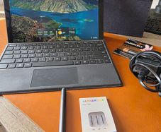 Microsoft Surface Pro 7 with accessories.