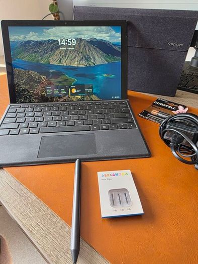 Microsoft Surface Pro 7 with accessories.