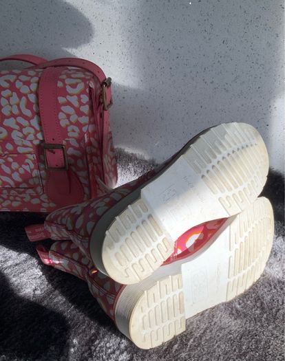 Dr Martens / Docs Size 5 , 1460 Candy Pink, White and Orange Leopard Print Leather Boots