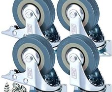 Heavy Duty Braked 50mm Swivel Castor Wheels Trolley Caster Wheels Set of 4 Rubbered Castors for Furniture Upto 200KG + Free Fitting