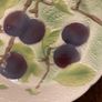 Print a la Main - St Clement France - 21 cm diameter colourful plate with Black Cherries and Green leaves Image 3