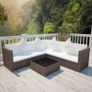 4 Piece Garden Lounge Set with Cushions Poly Rattan Brown Image 4