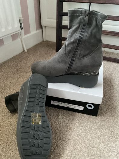 boots grey suede effect wedge sock boots size 41