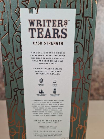 WRITERS TEARS cask strenght Irish whiskey Limited edition 2022 EMPTY BOX
