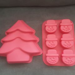 Moulds/Two Silicone Baking  Moulds .. (Tree and Snowmen) Reduced 12.00euro for Both