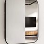 Mirror - Rectangular Black Metal Mirror with discreet open shelving Image 3