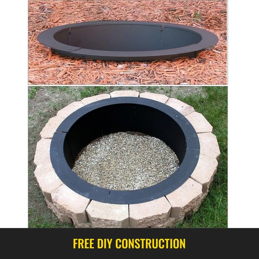 Fire Pit Ring/Liner Easy to Assemble Install Q235 Steel Outside Diameter 36" 42" 45" for Outdoor Camping Fishing Barbecue