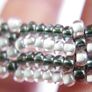 Kumihimo Seed Bead Bracelet: Black, White,  Silver Clasp Image 3