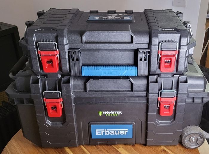 Erbauer Connecx Modular Tool Box Stack. Rolling Trolley & Deep Toolbox