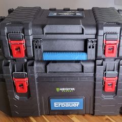 Erbauer Connecx Modular Tool Box Stack. Rolling Trolley & Deep Toolbox