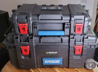 Erbauer Connecx Modular Tool Box Stack. Rolling Trolley & Deep Toolbox
