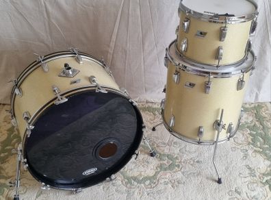 Ludwig 70s 3 ply drum set kit 13 16 22 blue and olive faded silver sparkle