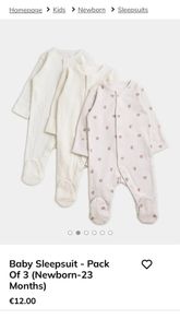 Baby Sleepsuit pack of 3 (newborn, Dunnes)