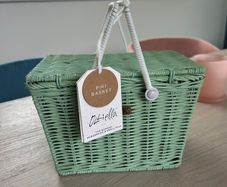 Olli Ella Piki Rattan Basket - Straw / Mint