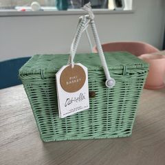 Olli Ella Piki Rattan Basket - Straw / Mint