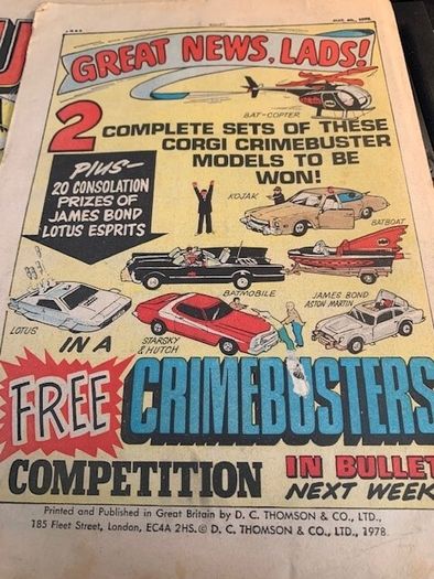 Bullet - UK Comics Issues 95, 108,112, 113,136 Dec 1977- Sept 16th 1978-DC Thompson