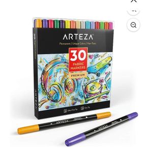 Arteza Dual Tip Fabric Markers Art Supply Set - 30 Colours