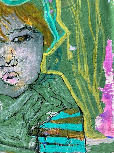 Framed Original Abstract Portrait of Baby Boy Toddler  Original Irish Art
