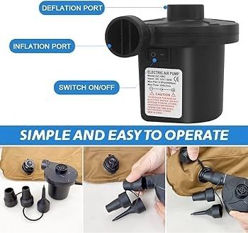 NEW SALE | Electric Pump for Inflatables with 3 Nozzles, AC 240V/DC 12V 50W High Power Electric Air Pump for Air Bed Mattress Inflatables Paddling Pool Beach Toys, Fill Inflator