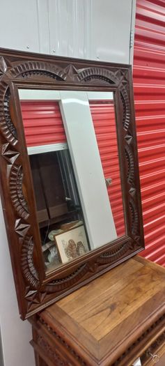 Antique French 1930s mirror has distressed solid wooden frame very nice piece
