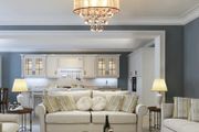 Modern Crystal Chandelier Flush Mount Ceiling Light with Drum Shade for Living Room Bedroom Dining Room Silver, 40cm