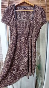Crimped Fabric Leopard Dress