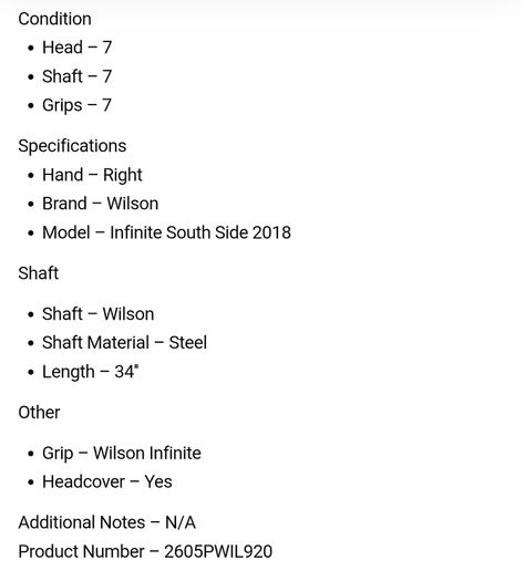 Wilson Infinite South Side 2018 Putter / 34''