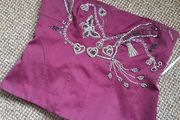 Vintage karen millen burgundy embellishment diamond corset top size small 14